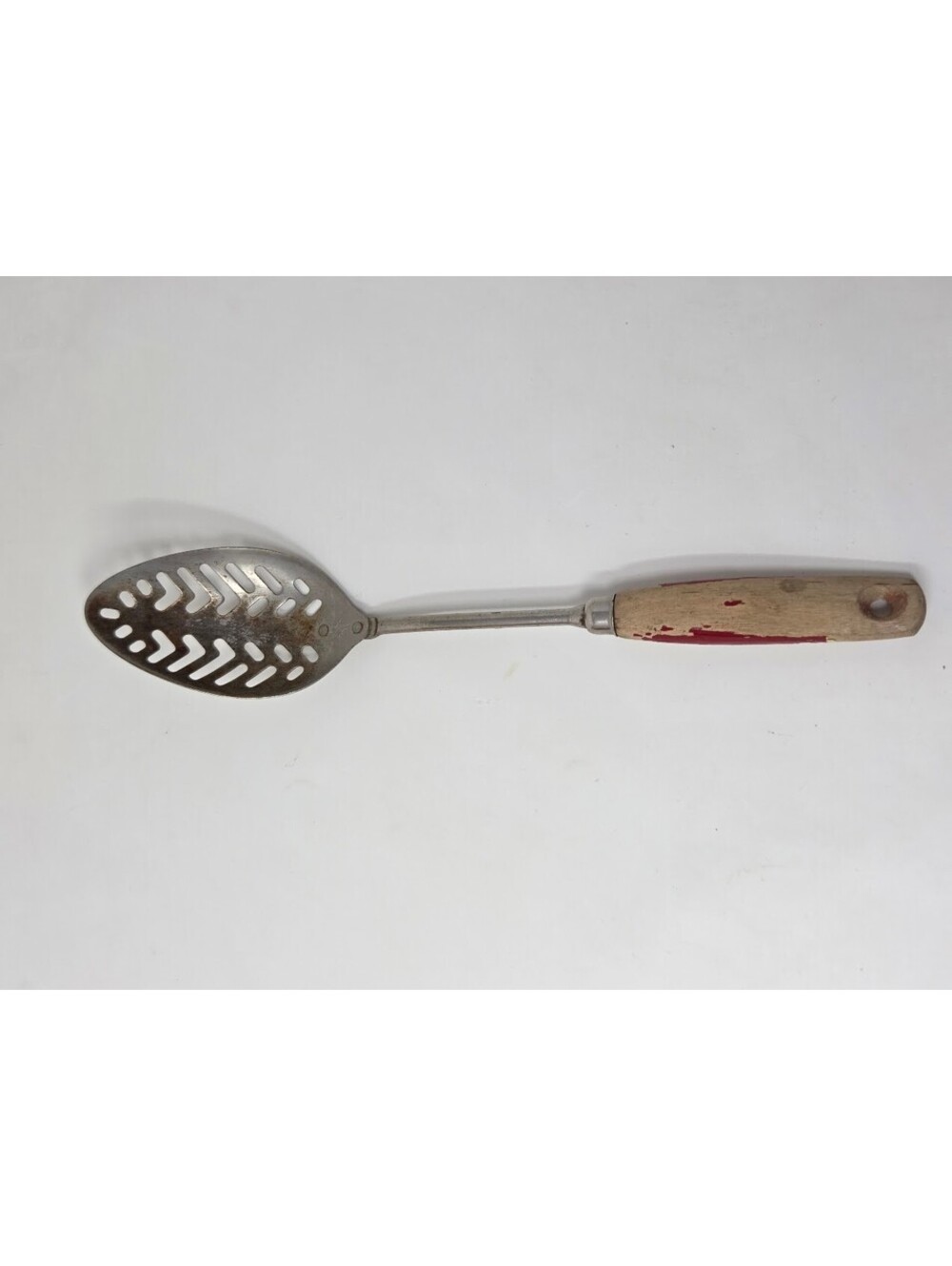 EKCO USA Slotted Serving Spoon Wooden Handle Stainless Kitchen Utensil